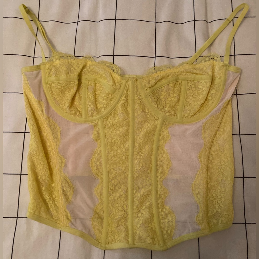 Urban Outfitters Yellow Lace Corset Top